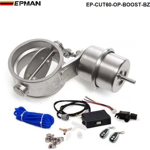 Exhaust Control Valve Set Cutout 2.3"60mm Pipe Open With Boost Actuator with Wireless Remote Controller Set EP-CUT60-OP-BOOST-BZ