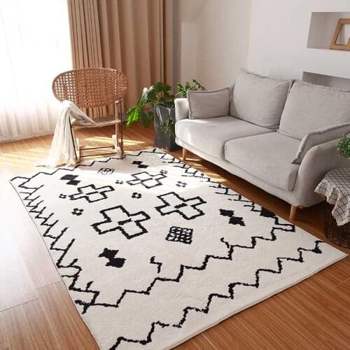 Morocco Style Rugs And Carpets for Living Room Simple Black White Bedroom Carpet Soft Shaggy Sofa Coffee Table Mat Home Nordic