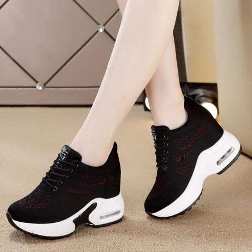 Mesh Increase Shoes for Women Sneakers Spring and Autumn Thick-soled WedgeTravel Shoes Breathable Casual Summer Sports Shoes