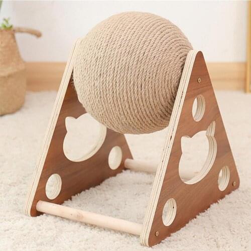 Multifunctional Wooden Cat Scratching Ball Cat Grinding Claw Hemp Rope Cat Climbing Frame Scratch Resistant Cat Toy