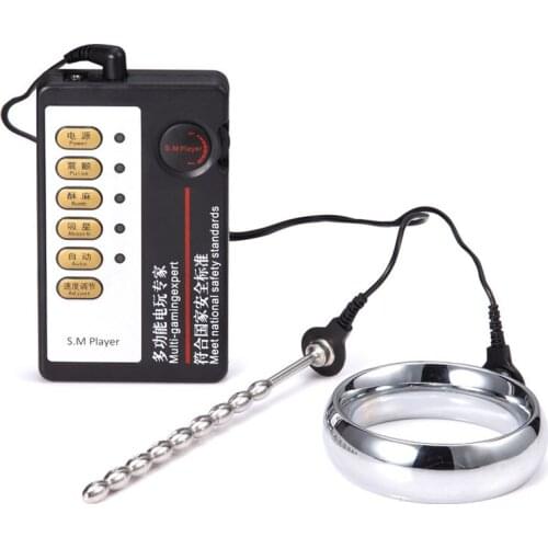 Electro Shock Male Metal Cock Ring Stainless Steel Urethral Sounds Penis Plug Electric Stimulation BDSM Products Sex Toy For Men