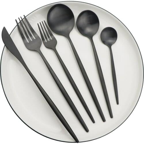 6Pcs Gold Matte Flatware Cutlery Set 304Stainless Steel Dinnerware Set Dessert Salad Fork Spoon Silverware Set Kitchen Tableware