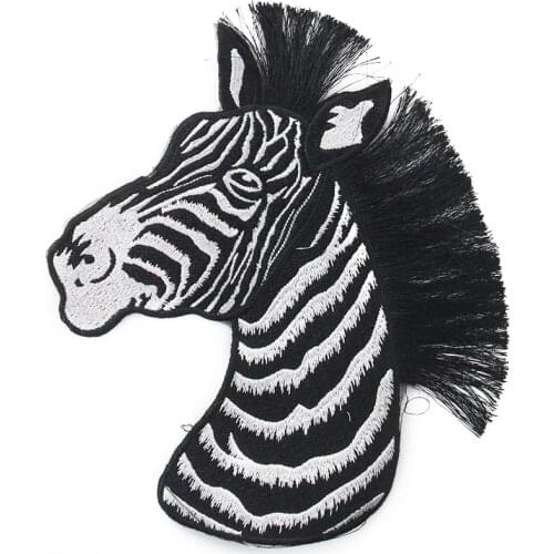 Black White Stripe Zebra Patch Animal Embroidery Applique Iron on Patches for Clothing T-shirt Clothes Stickers Sewing Supplies