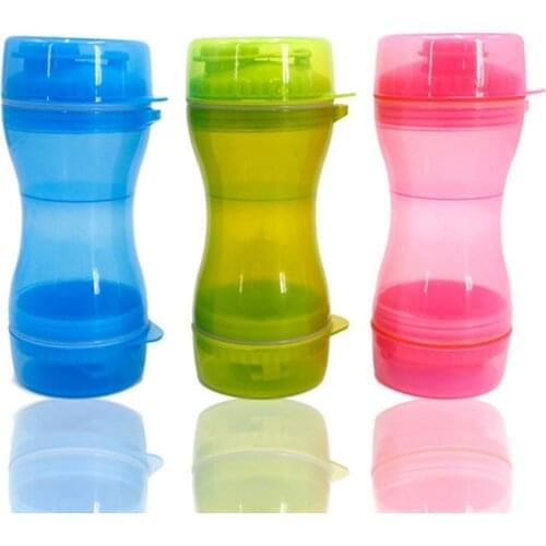 New Portable Pet Dog Travel Water Bottle Pet Wate Food Cup Double Chambered Hydration 2 In 1 Bottle Bottle Snack Container
