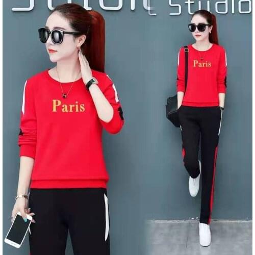 Fall Clothes for Women 2 Piece Set New Fashion Long Sleeve Loose Top and Pants Two Piece Outfits Red White Black