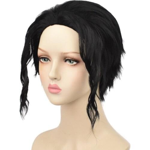 Anime Kimetsu No Yaiba Demon Slayer Cos Wig Kibutsuji Muzan Cosplay Black Short Wave Hair Halloween Cos Accesory Unisex Headge