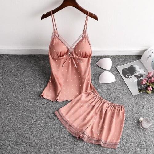 Tufaha r sexy pajamas two-piece set women lace with chest pad pajama set two piece set summer