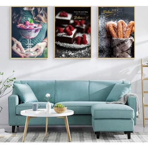 Food Poster and Print Cake Dessert Canvas Painting Wall Art Picture Kitchen Dining Room Restaurant Bakery Dessert Shop Decor