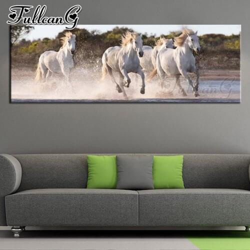 FULLCANG Running horse diy 5d full diamond embroidery animals large mosaic canvas painting needlework wall decoration FC2085