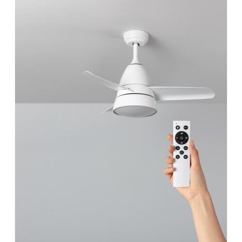 TECHBREY Ceiling Fan LED Industrial White 91cm LED Ceiling Fan DC Motor 55W 1500LM 6 speeds Selectable Colour T° 2700K - 6500K