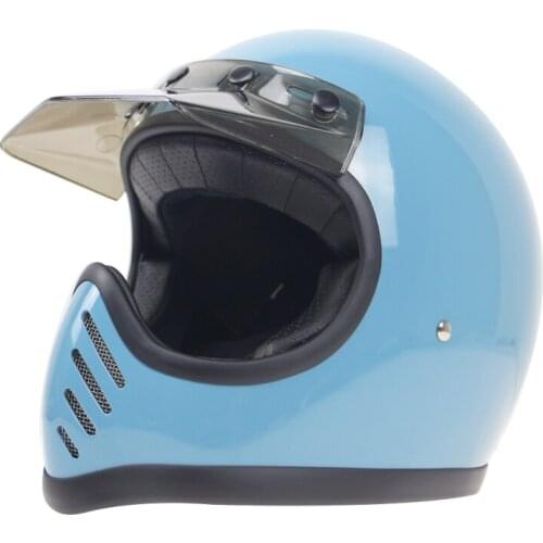 Professional MOTO 3 full face helmet 5 pin buckle and with visor full face motorbike helmet Fiberglass shell light and safety