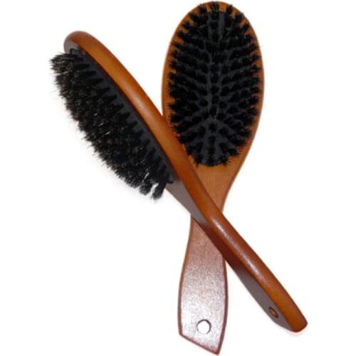 Natural Boar Bristle Hairbrush Massage Comb Anti-static Hair Scalp Paddle Brush Beech Wooden Handle Hair Brush Styling Tool