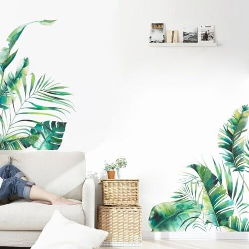 Tropical vegetation series Wall sticker bedroom living room home decoration mural Sofa background wallpaper green stickers