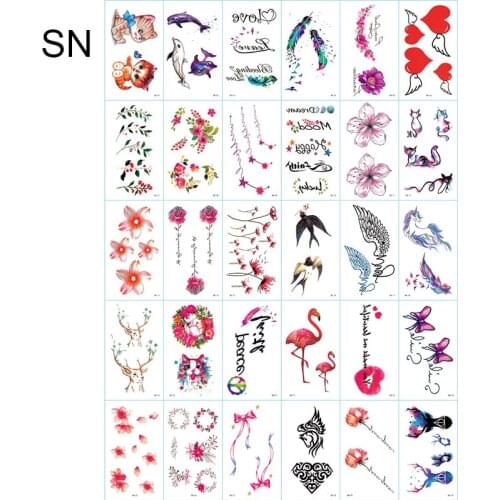 20pcs Waterproof Fake Tattoo Sticker Temporary Tattoos on the Body Art Flower Girl Tattoo Temporary Random