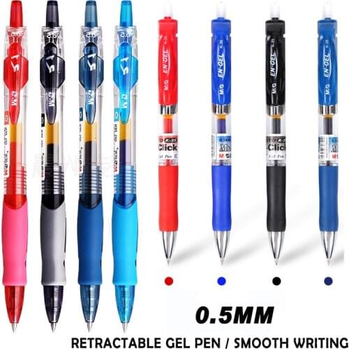 M&G K35 R1 G-5 Retractable Gel Pen 0.5mm,Refillable Extra Fine Gel Pens,Black/Blue/Red/Dark Blue ink Office Supplies Stationery