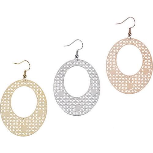 Gold Filled Cutout Oval Earrings for Women 2021 New Simple Boutique Graceful Bridesmaid Jewelry High Quality Gifts for Her