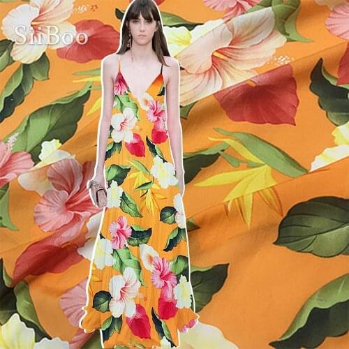 Siiboo bright summer silk cotton fabric for women holiday dress kimono soft breathable high grade Tela de seda sp6536