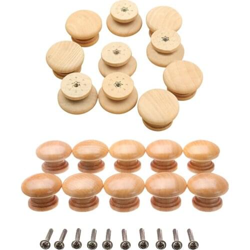 10pcs 35mm Cabinet Knob Kitchen Drawer Cupboard Door Handle Wooden Pull Screws, 10Pcs