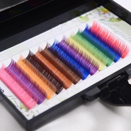 12rows/tray, 12 Colors ,Rainbow Colored Eyelash Extension ,Faux Mink color eyelashes,colorful cilia eyelash extension