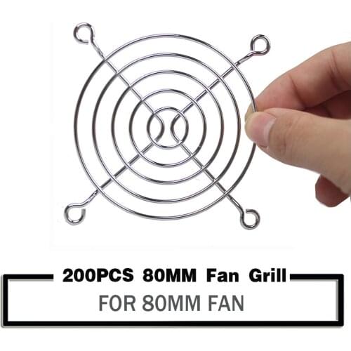 200 Pieces 80mm 8cm Fan Grills 80mmx80mm Metal Wire Finger Guard For CPU Fan DC Fan Grill Guard Protector Nickel Plated