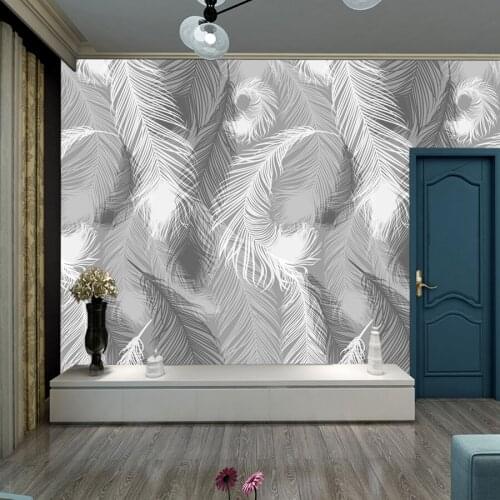 Custom 3d Murals Grey Leaves Removable Wallpapers for Living Room Wall Background Self Adhesive Furniture Papers Home Decor Roll