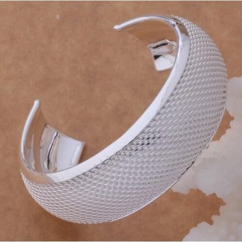 AB146 Lucky Silver Color Charm Bangle Bracelets For Women Fashion 925 Jewelry Arc /agfaixma Amrajdya