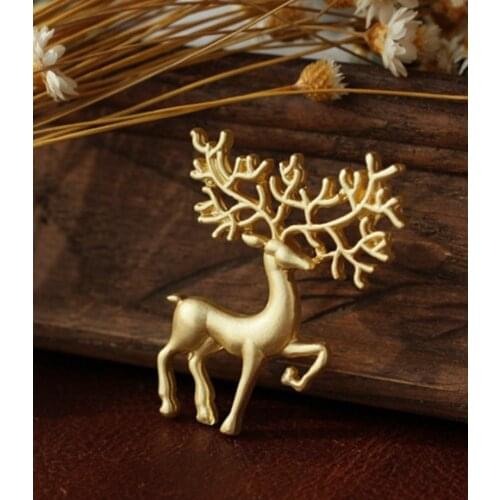 Free shipping 2018 Luxury Hot Dream Oz frosted matte gold brooch elk Vintage Art brooch pin collar pin