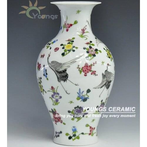 Free Shipping Modern style Ceramic Porcelain Luminous Crane fish shape vase