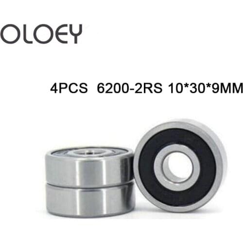 Free Shipping High Quality 4PCS 6200-2RS 10X30X9mm ABEC Deep Groove Ball Bearings/Bike Bearings 6200 RS Bicycle Bearing