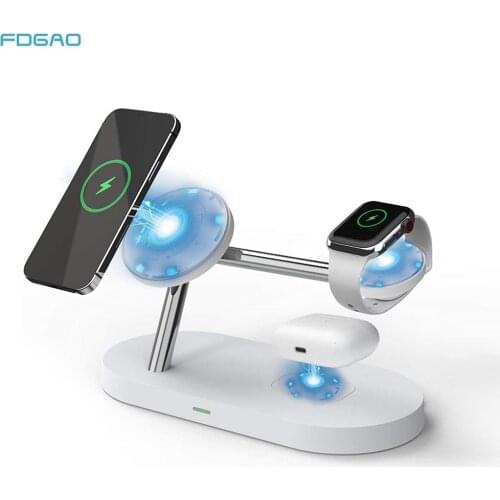 15W 3 in 1 Qi Fast Charging Station Magnetic Wireless Charger for Magsafe iPhone 12 Pro Max Airpods Pro Apple Watch Charger Dock