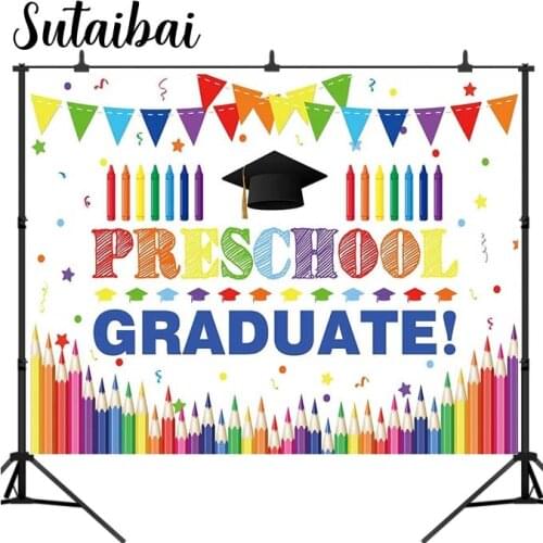 Preschool Graduate Backdrop for Kids Photography School Prom Party Supplies Decoration Banner Kindergarte Congrats Graduation