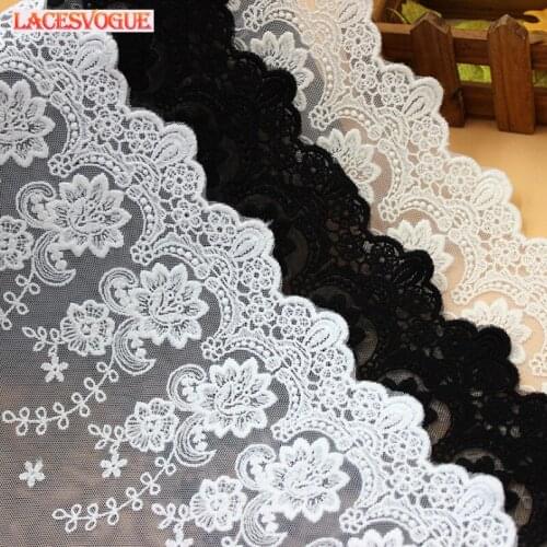 19yards/lot 21cm White Mesh embroidery Lace fabric DIY Garment needlework sewing Handmade accessories dress edge decoration 472