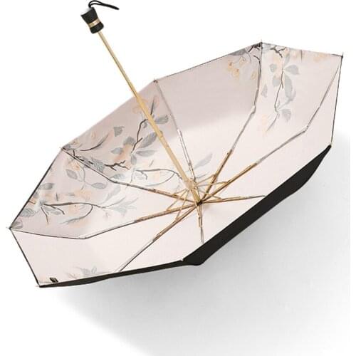 Compact Women Umbrella Sun Uv Protection Small Windproof Flower Folding Umbrella Ladies UPF50+ High Quality Travel Umbrella A6A