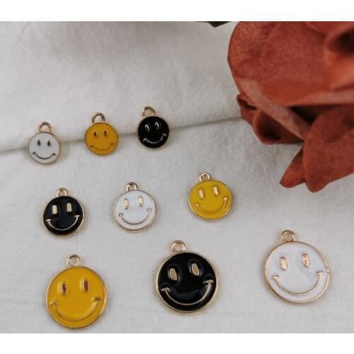 20pcs Lovely Smile Face Enamel Charms Round Shaped Expression Earring Pendants Bracelet Finding Jewelry Making Phone Case DIY