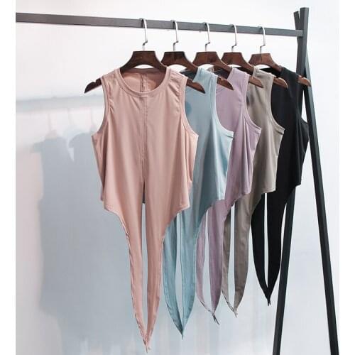 BACK WAIST TIE Naked Feel Yoga Vest Tops Women Anti-sweat Athletic Sleeveless Shirts Fitness Crop Tank Gym Sport Crop Tops