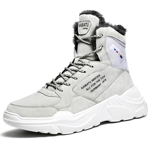 Mens Boots Casual Sneakers High Top Outdoor Keep Warm Shoes Non-slip Breathable Increase Height Fashion New Fashion Durable