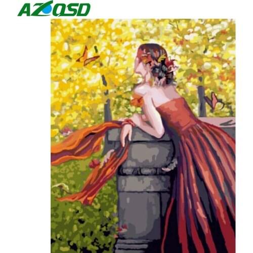 AZQSD Paint By Number Woman Canvas Painting Kits Home Decor Coloring By Numbers Figure DIY Canvas Painting Kits Handpainted Gift