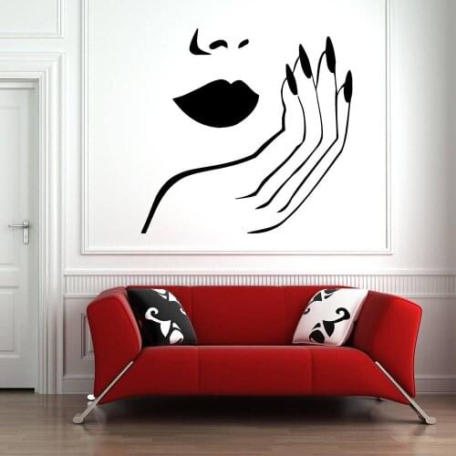 Nail Salon Wall Sticker Art Wall Decals Beauty Salon Room Decoration Polish Lip Hand Girls Room Wallpaper Removable B464