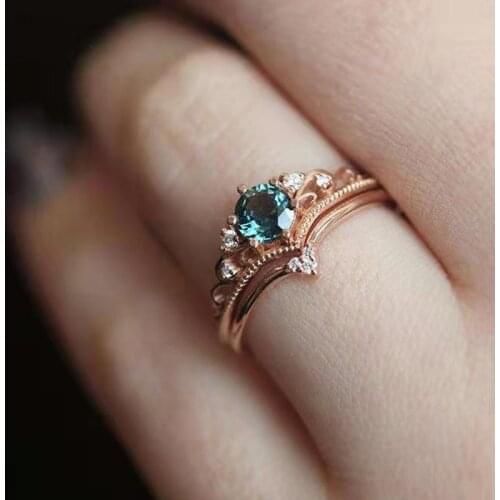 2021 New Fashion Blue Zircon Crystal Rings for Women Accessories Jewelry Wedding Band Engagement Girl Gift Trendy Women Rings