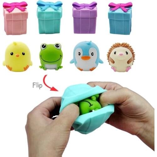 New Fidget Toys Flip Gift Box Cute Pet Pinch Animal Silicone Toy Expression Emotional Silicone Decompression To Adult Kid Toy