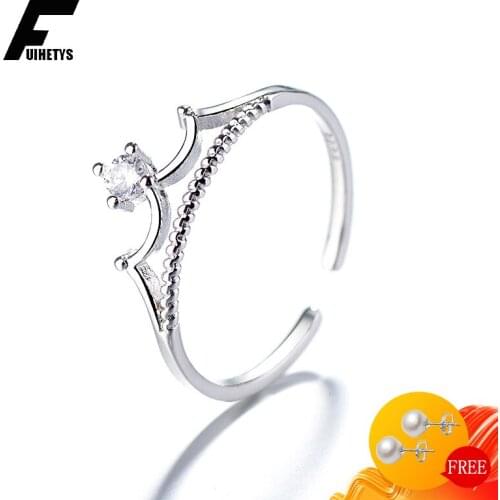 BaliJelry Ring Silver 925 Jewelry Accessories Crown Shape Zircon Gemstone Open Rings for Women Wedding Engagement Dropshipping