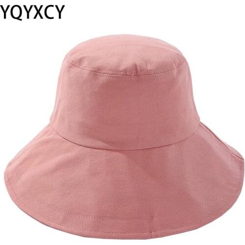 Summer Bucket Hat For Women Foldable Sun Hats Sunscreen Cotton Fishermen Hunting Caps Basin Chapeau Sun Prevent Beach Cap