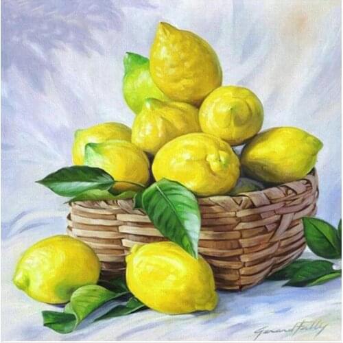 PDMDOG Diamond Embroidery Full Set Diamond Mosaic Fruit Diamond Painting Pictures Of Rhinestones Lemon Kitchen Decoration