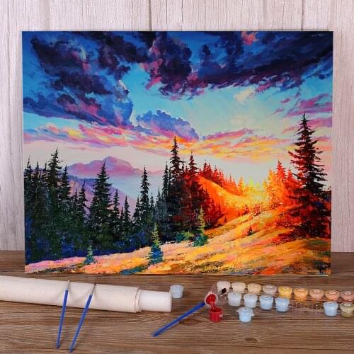Landscape Sunset Paint By Numbers Package Acrylic Paints 50*70 Painting On Canvas Handmade For Wholesale
