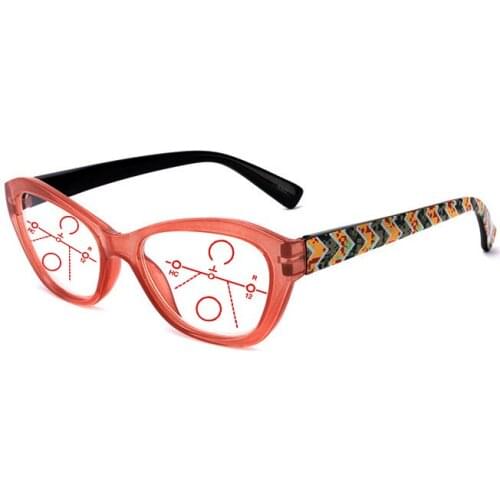 Progressive Multifocal Anti Blu Light Reading Glasses for Ladies Women High Quality Cats Eyes +0.75 To +4.0