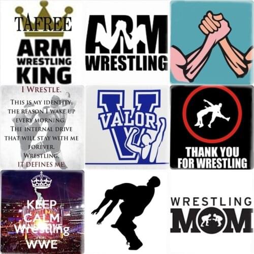 TAFREE Wrestling Sports 25mm Square DIY Glass Cabochon Jewelry Findings Valor Boxing Pendant Settings For Keychain