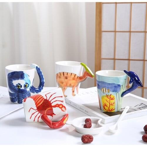 Creative 3D Animal Ceramic Mug Hand-Painted Porcelain Water Cup Coffee Milk Cup Large Capacity Cartoon Milk Mug Coffee Cup