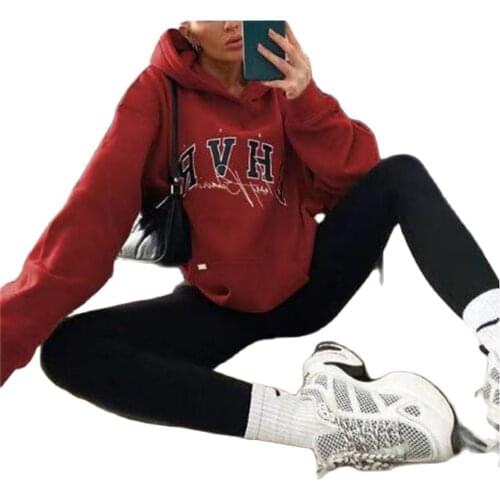 2021 Spring/Autumn Europe US Fashion Temperament Commuter Hoodies Women/Girl Letter Print Long Sleeve Loose Hooded Sweatshirts