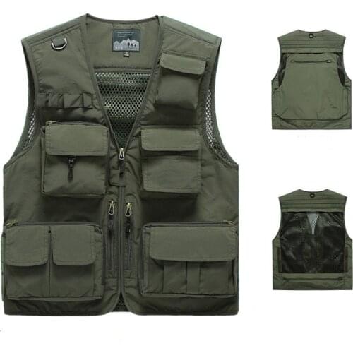 Tactical Vest Men Photographer Travel Sleeveless Jacket Summer Casual Multi-Pocket Waistcoat Quicking Dry Fishing Vest 6XL 7XL