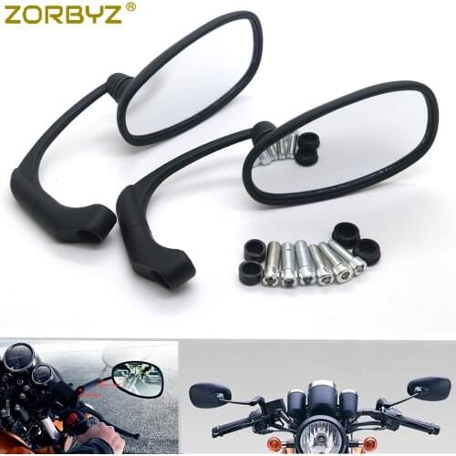 ZORBYZ Black Motorcycle L-bar Retro Oval Rearview Side Mirror E9 Mark For GN/ CG Cafe Racer Custom